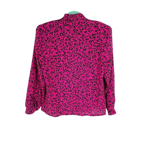 Vintage Vibrant Abstract Print Artsy Funky Bright Tie Neck Feminine Sexy Blouse - Picture 3 of 9